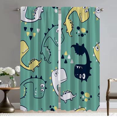 Dinosaur Modern Living Room Curtains for Camera Tulle for Bedroom Halloween Decoration Home Interior Curtains 2 Pieces Partition