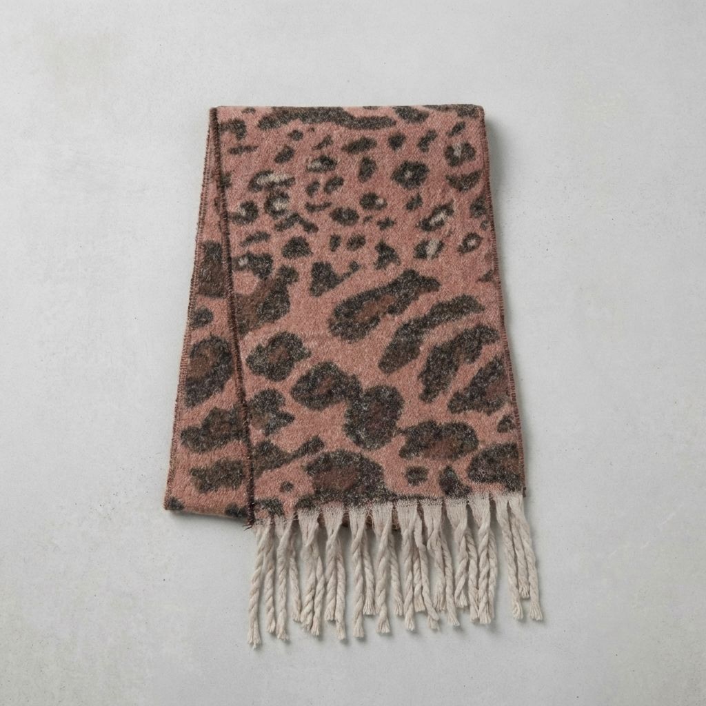 Scarf for Women 2026 Spring and Autumn Vintage Leopard Print Imitation Cashmere Tassel Warm and Fashionable Versatile Scarf