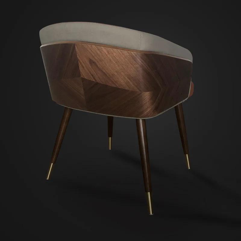 Modern Leisure Dining Chairs Simple Creative Ins Home Furniture Nordic Restaurant Solid Wood Chair Leather Art Backrest Stool