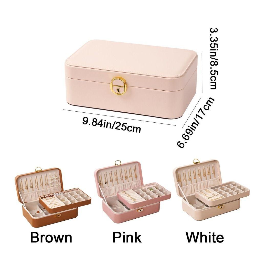 Space Saving Double-Layer Jewelry Storage Box Large Capacity Jewelry Storage Case  Ring