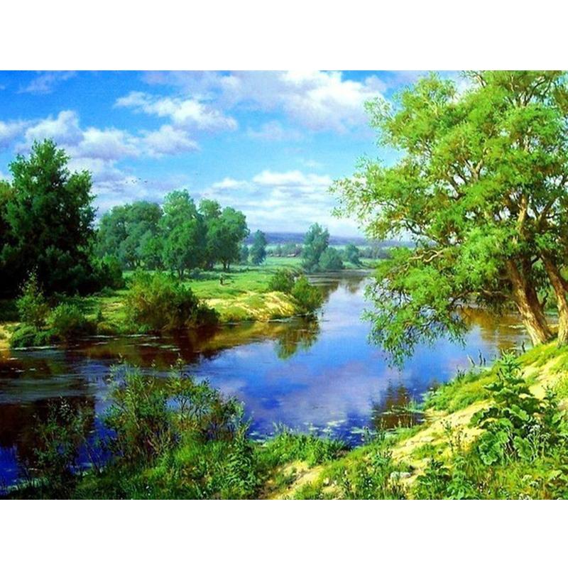 5D Diy Diamant Malerei Landschaft Landschaft Kreuzstich Vollbohrer Runde Diamant Stickerei Mosaik Bilder von Strass Dekor