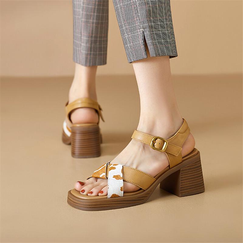 Fashion 2025 New Fashion Casual Sandals Summer Sandals Square Toe Sandals Concise Roman Shoes Chunky Heel High Heels Sandals for Women