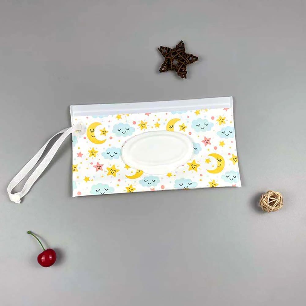 Value 4-Piece Set: Baby Wipe Pouch, Wet Tissue Case, Portable Pouch for Babies and Kids, Antibacterial, with Lid, Portable, Cute