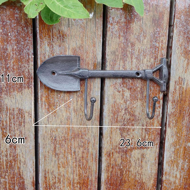 Double Hook Iron Shovel and Rake Decorative Hanging for Courtyard and Home