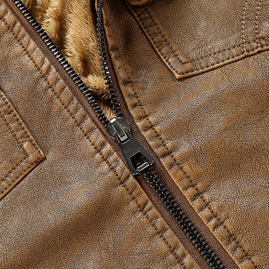 Winter Padded Long-sleeved Large Size Washed Solid Colour Vintage Leather Jacket Washed Faded Craft Jacket Men's Fashion Handsome Jacket