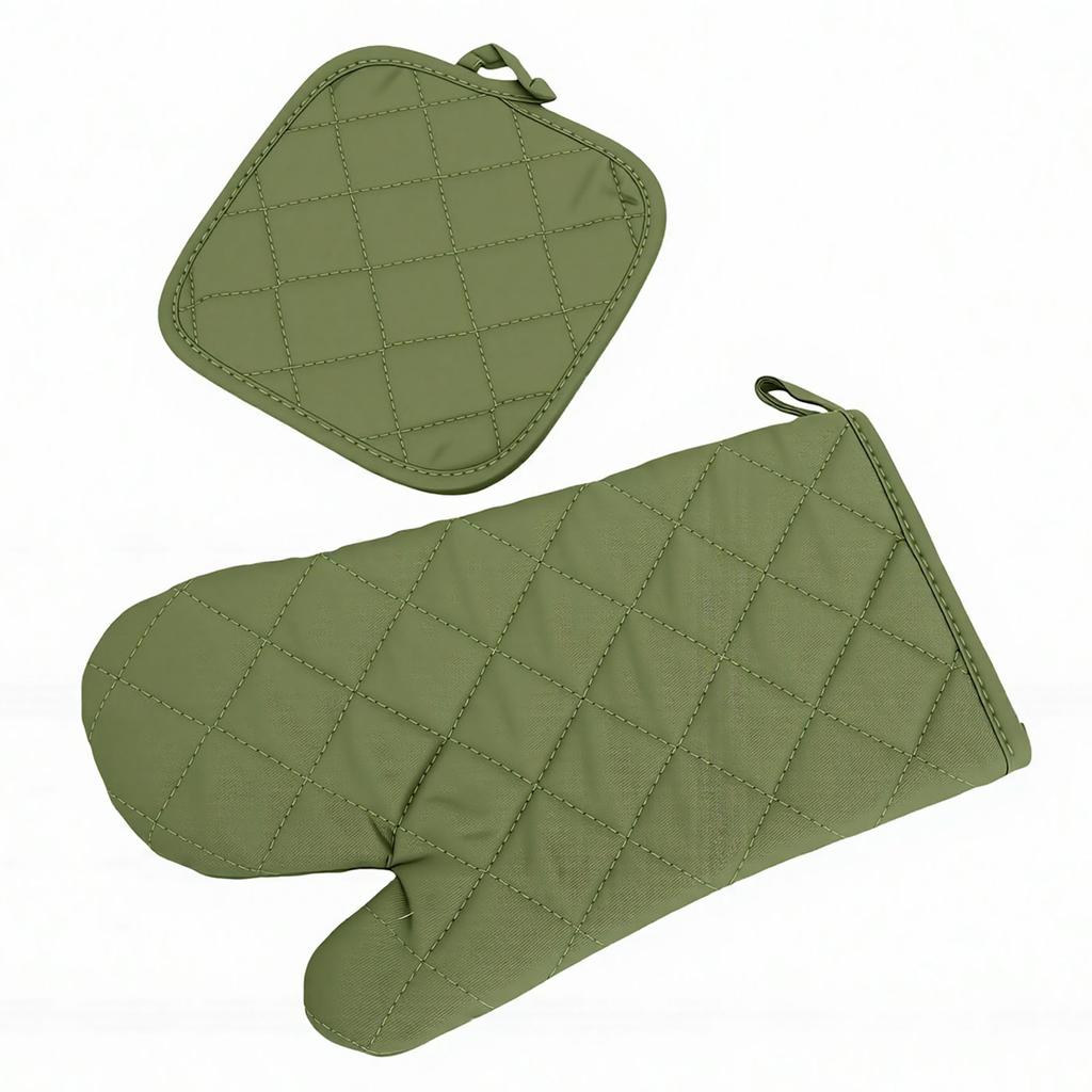 Oven Mitts Pot Holders Set Heat Proof Cotton Non Slip Kitchen Oven Gloves with Hanging Loop for Cooking Grilling
