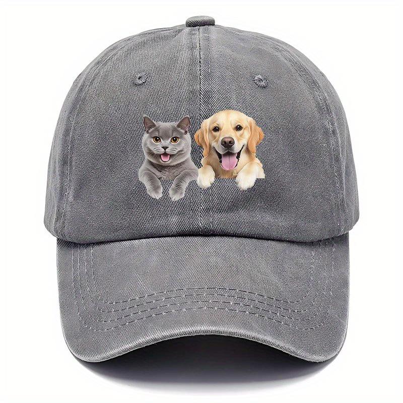 1pc Cat Dog Vintage Baseball Cap | Pet Lover Hat with Cute Animal Design, Lightweight All-Season Gift for Owners