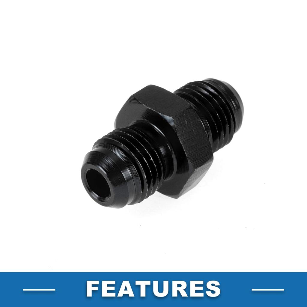 A ABSOPRO Female Flare Reducer Hose Fitting Adapter AN6 AN6 Fuel Line Connector Aluminum Black