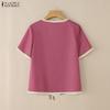 ZANZEA Women Casual V-Neck Short Sleeve Floral Print Blouse