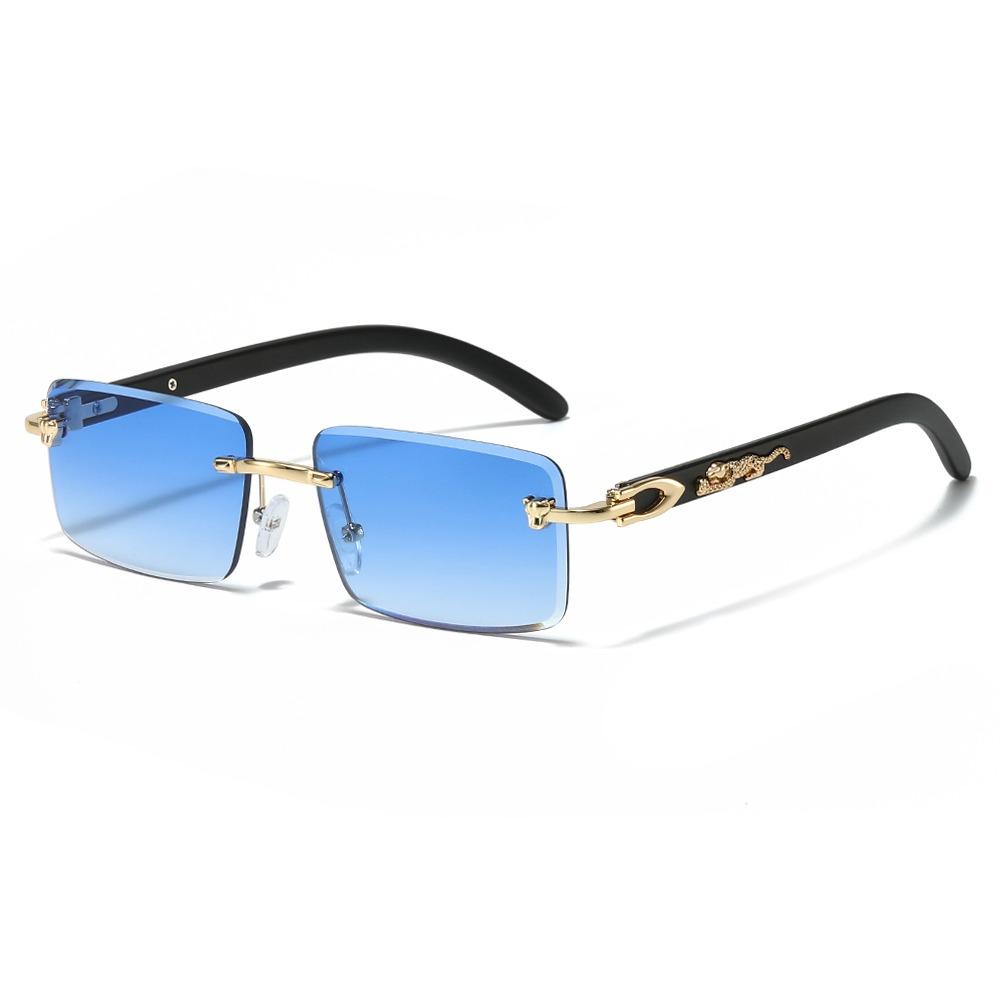 New Retro Cheetah Decoration Sunglasses For Women Men Trendy Rimless Shades Uv400 Summer Eyewear Fashion Ocean Lens Sun Glasses