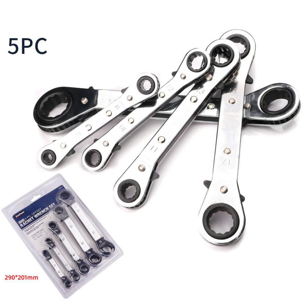 5pcs Double 12-point Ratchet Wrench Set Dismountable Repair Spanner Tool 6-21mm Chrome Vanadium Steel Repairing Hand Tool