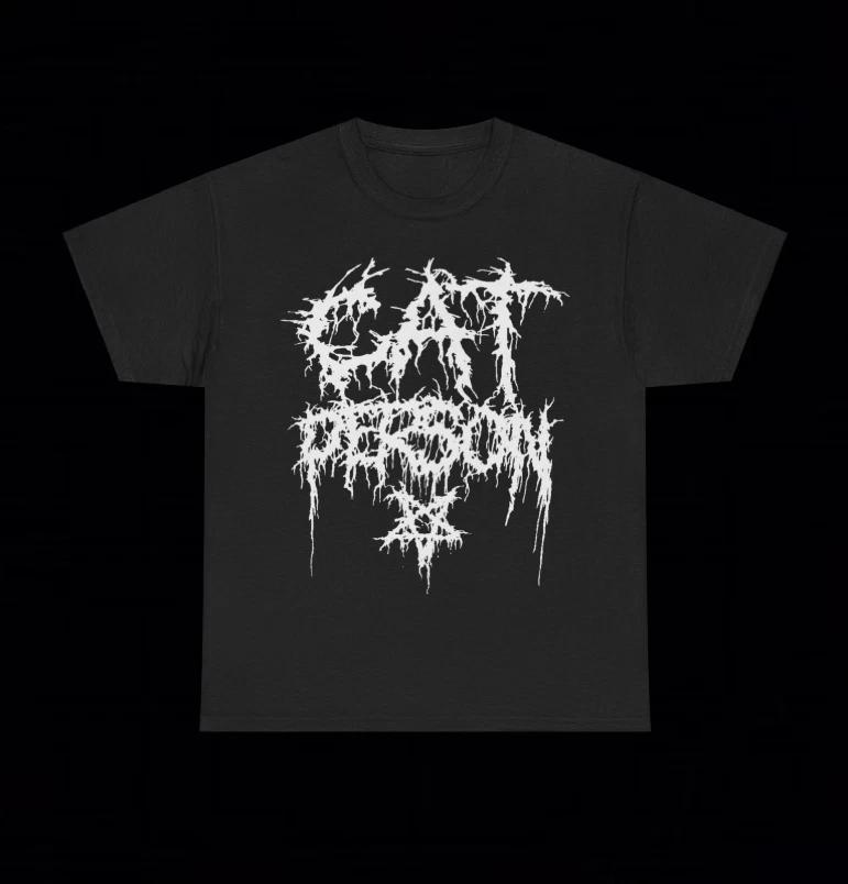 

Black Metal Cat Person T Shirt Pentagram grunge y2k emo goth punk satanic rock XL