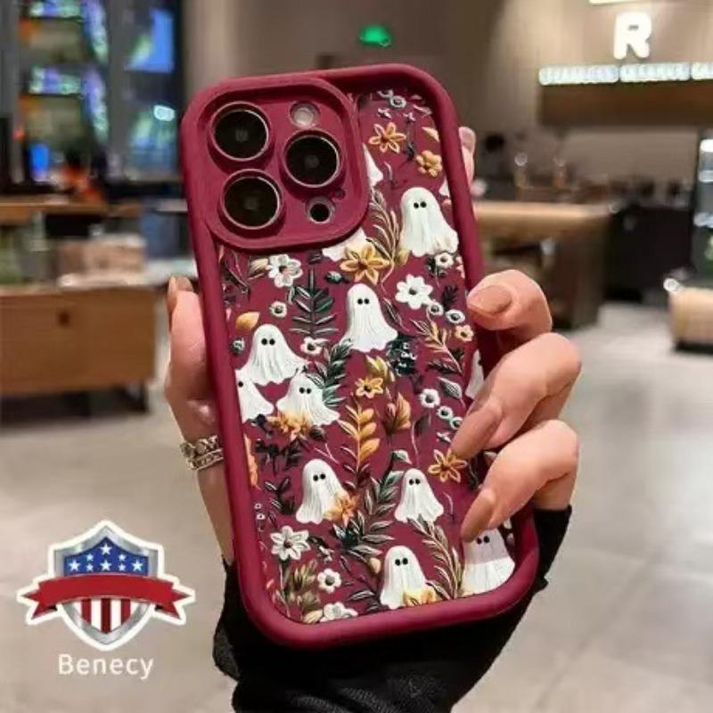 

Ghost Flowers Trendy and Fashion Applicable Apple 16 15 14pro Mobile Case 15promax Popular 13 12 iPhone 12 ProMax