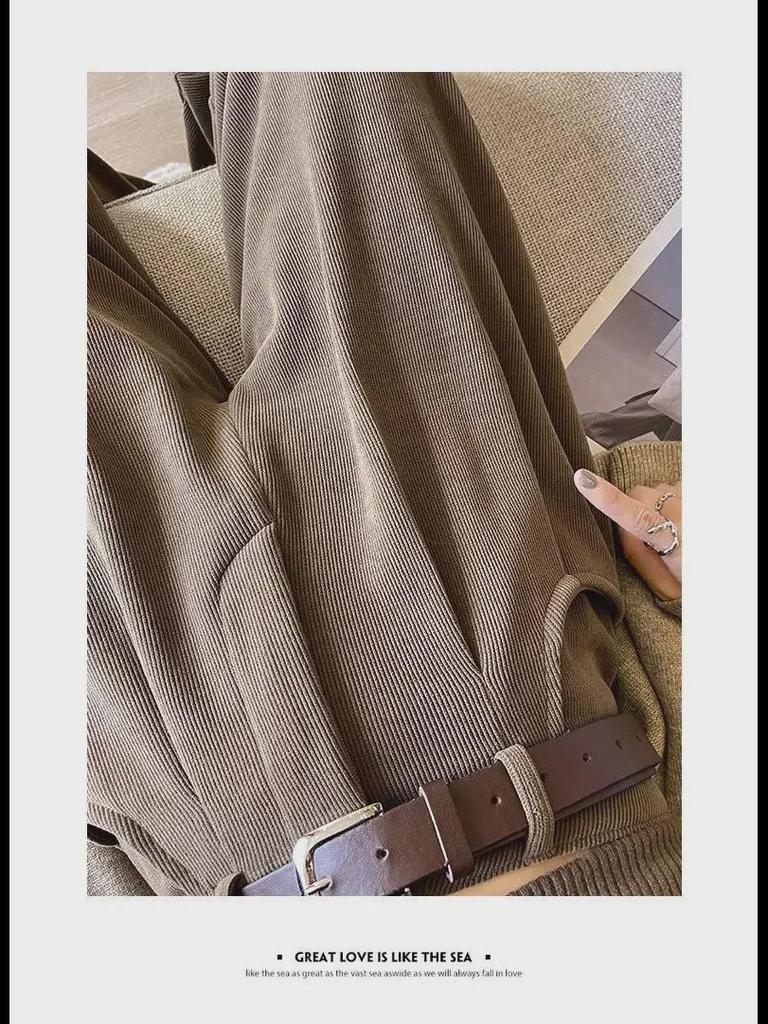 Women's High-Waist Corduroy Wide-Leg Pants - Autumn/Winter 2024 Collection