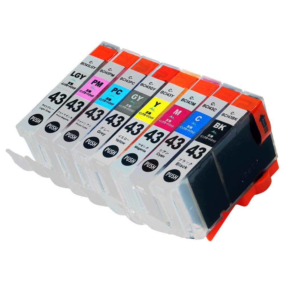 

Ink Cartridge and for Canon and Compatible with Canon Mt.Smile BCI-43 (8 Colors Black, C, M, Y, PC, PM, GY, LGY) PRO-100S PRO-100 Printers. printers.