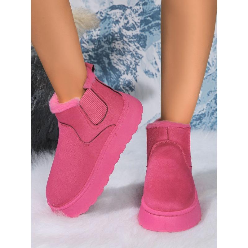 Fleece-Lined Round-Toe Slip-On Cotton Boots New Fall/Winter Oversized Thick-Sole Snow Boots for Women