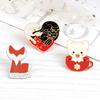 Animal Cats Fox Brooch Cartoon Teacup Kitten Enamel Pins Funny Personality Custom Badge Bag Cloth Lapel Pin Fashion Jewelry Gift