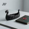 Resin Entryway Key Tray Dragon Boat Storage Case, Decorative Space Saving Desktop Jewelry Bowl Organizer, Matte Finish Sculpture for Home Office
