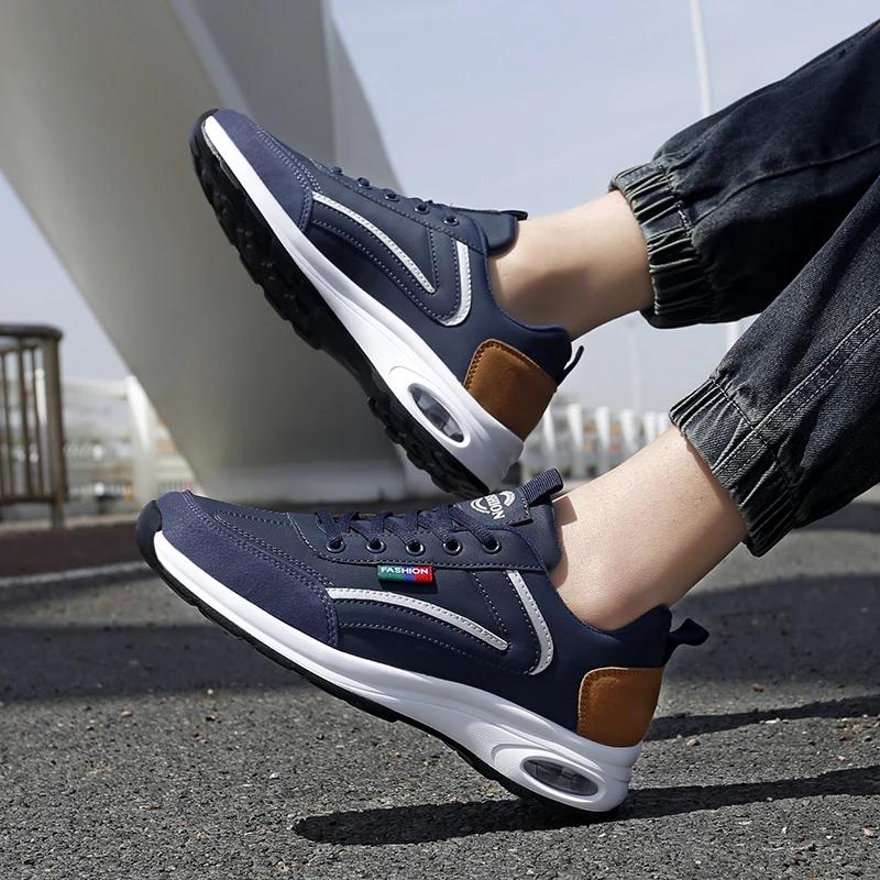 Men Luxury Sneakers Summer Thick Soled Fast Drying Anti Slip Height Increasing Walking Shoes PU Leather Footwear Tennis for Men