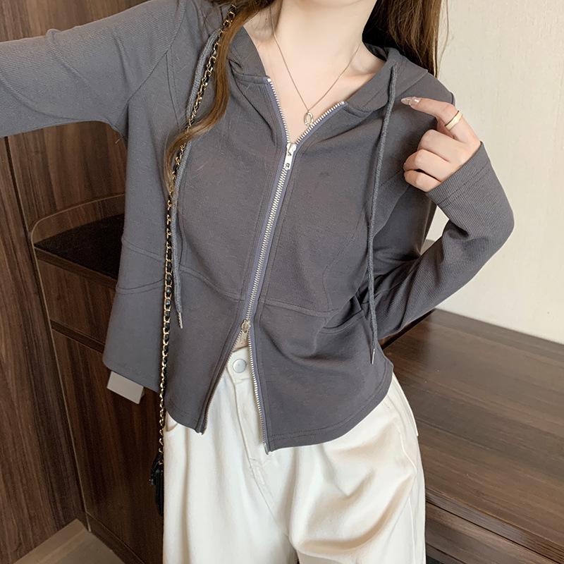 Plus Size Women s Slimming Casual Hooded Double Zipper Cardigan 4XL