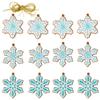 Winter Blue Snowflake Ornaments with Ropes Christmas Silicone Pendants Hanging Tree Decor for Home Party