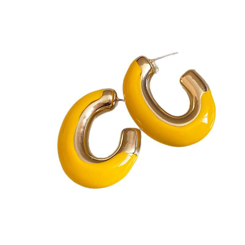 Silver Needle Drip Oil Oval Metal Earrings - Simple, Retro, Versatile Studs with High-End Appeal