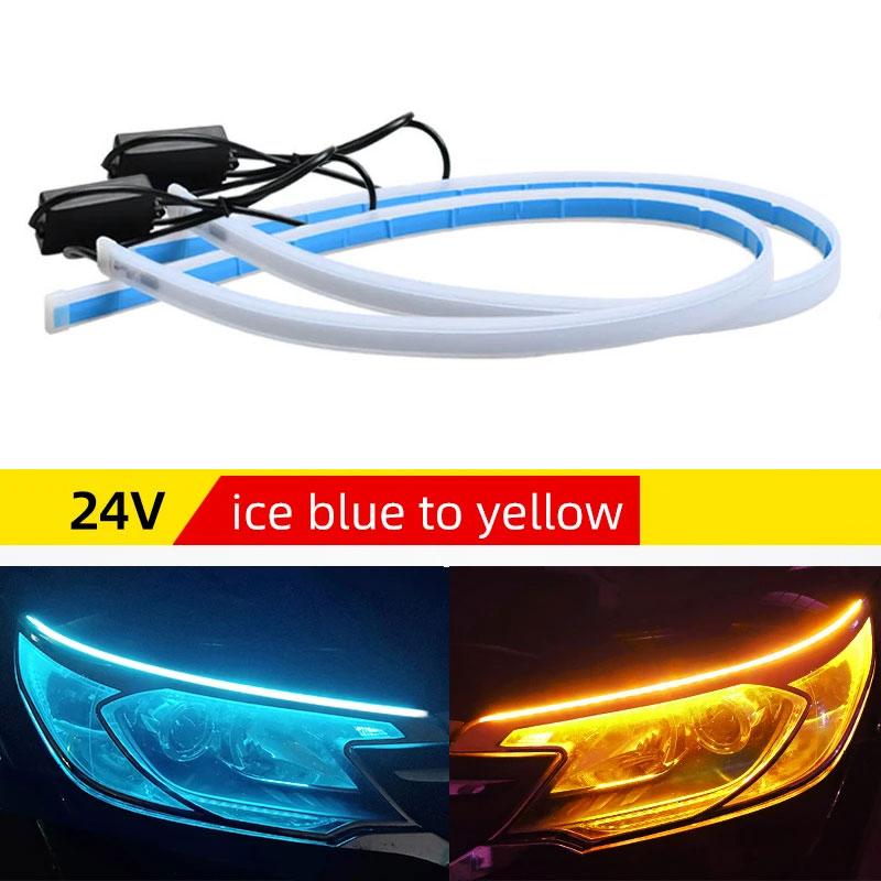 

24V Truck Daytime Running Lights LED Turn Signal Light Flowing Yellow Light Start Dynamic Scan DRL Waterproof Truck Headlight 30cm 2pcs