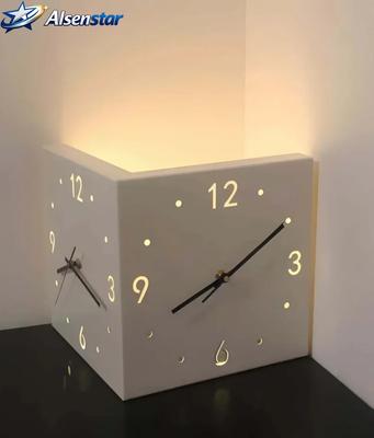 Modern Double Sided Luminous Corner Wall Clock Silent Nordic LED Wall Clock for Living Room Bedroom Home Decor