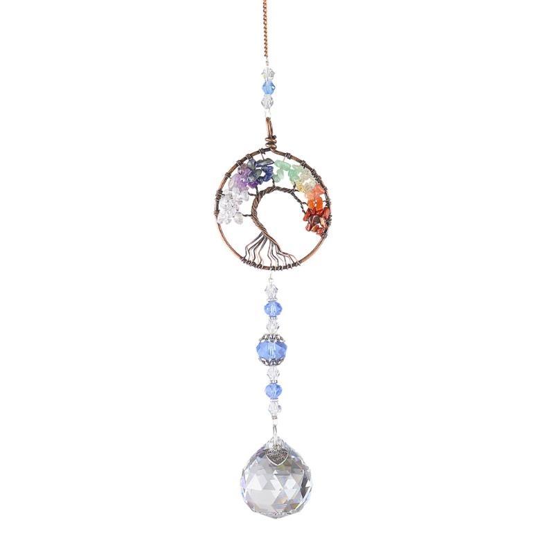 652F Colorful Tree Life Suncatchers Pendant Heart Hanging Ornament Christmas Decoration for Home Garden Window Car Room