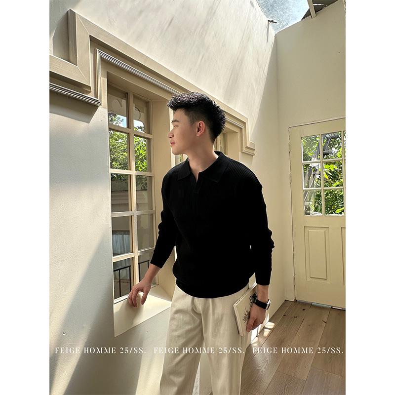 

Men s Loose Fit Korean Style Knit Sweater - Autumn/Winter L чорний