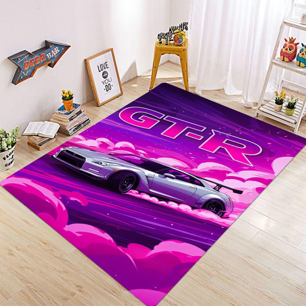 Sports Car Lightning Water Splash Carpet Skyline Rug for Home Decoration Orange Blue Mat Bedroom Decor Carpets for Living Room