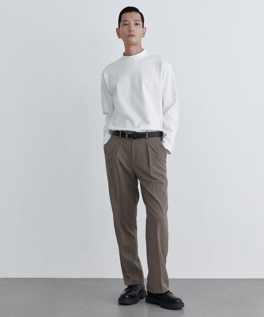 MUSINSA STANDARD Reverse One-Pleat Wide Hidden Banding Slacks [Dusty Beige]