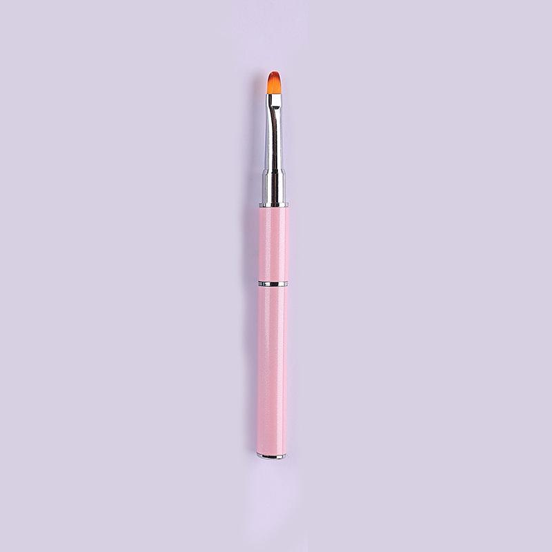 Dual-Ended Nail Art Gel Pen with Metal Pusher and Long Handle