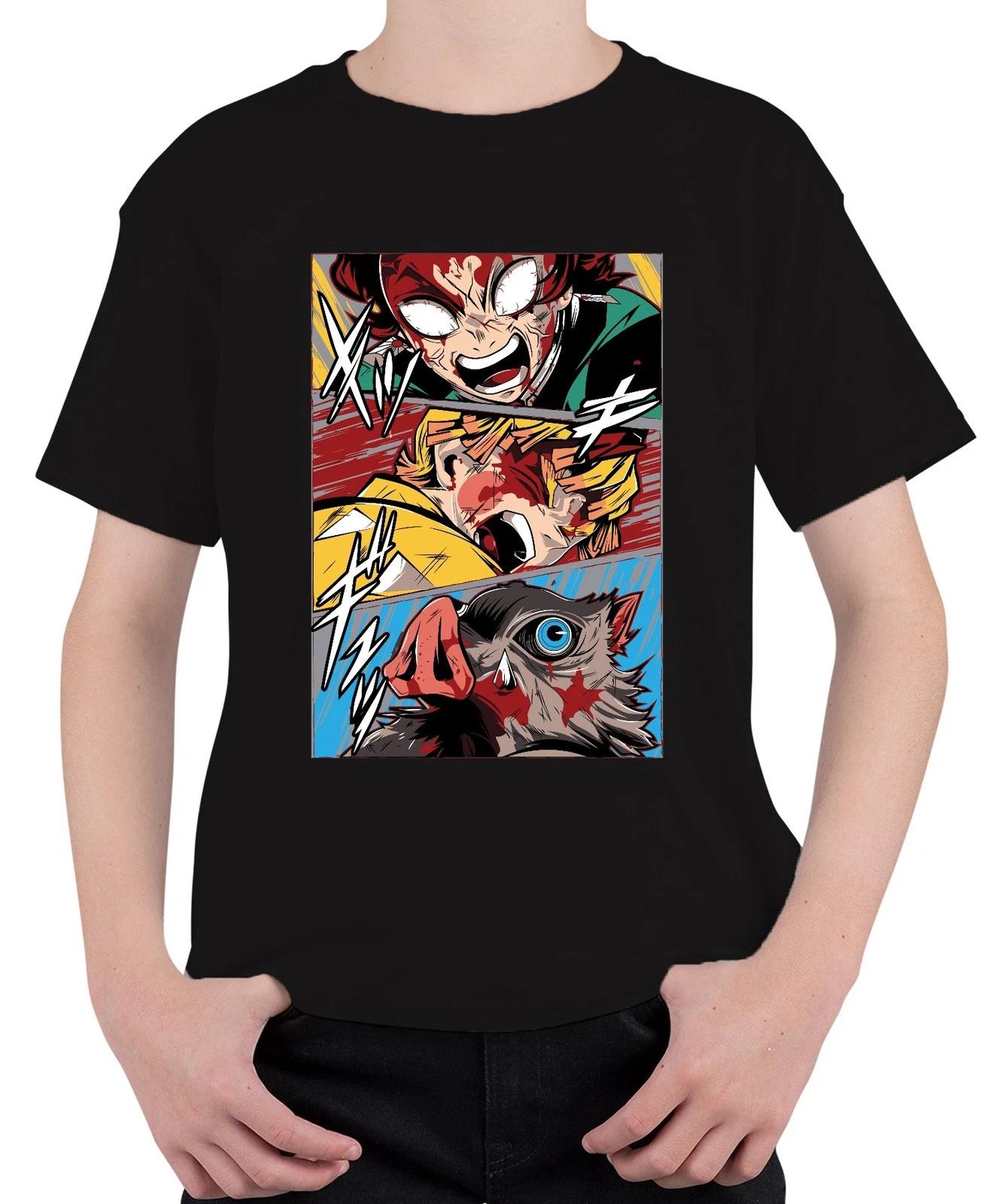 Manga Dämonenjäger Action Blut Anime Panel Geschenk Grunge Unisex Kinder T-Shirt XS