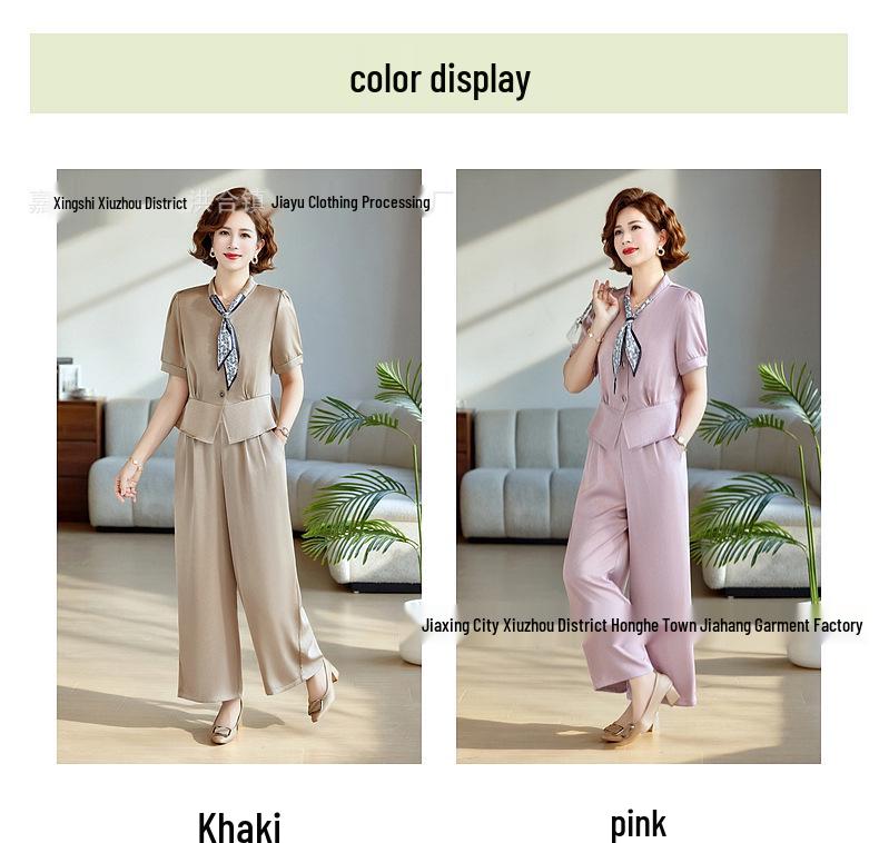 Summer 2026 Stylish Two-Piece Set for Middle-Aged & Elderly Women – Age-Reducing, Slimming Short Sleeve Suit