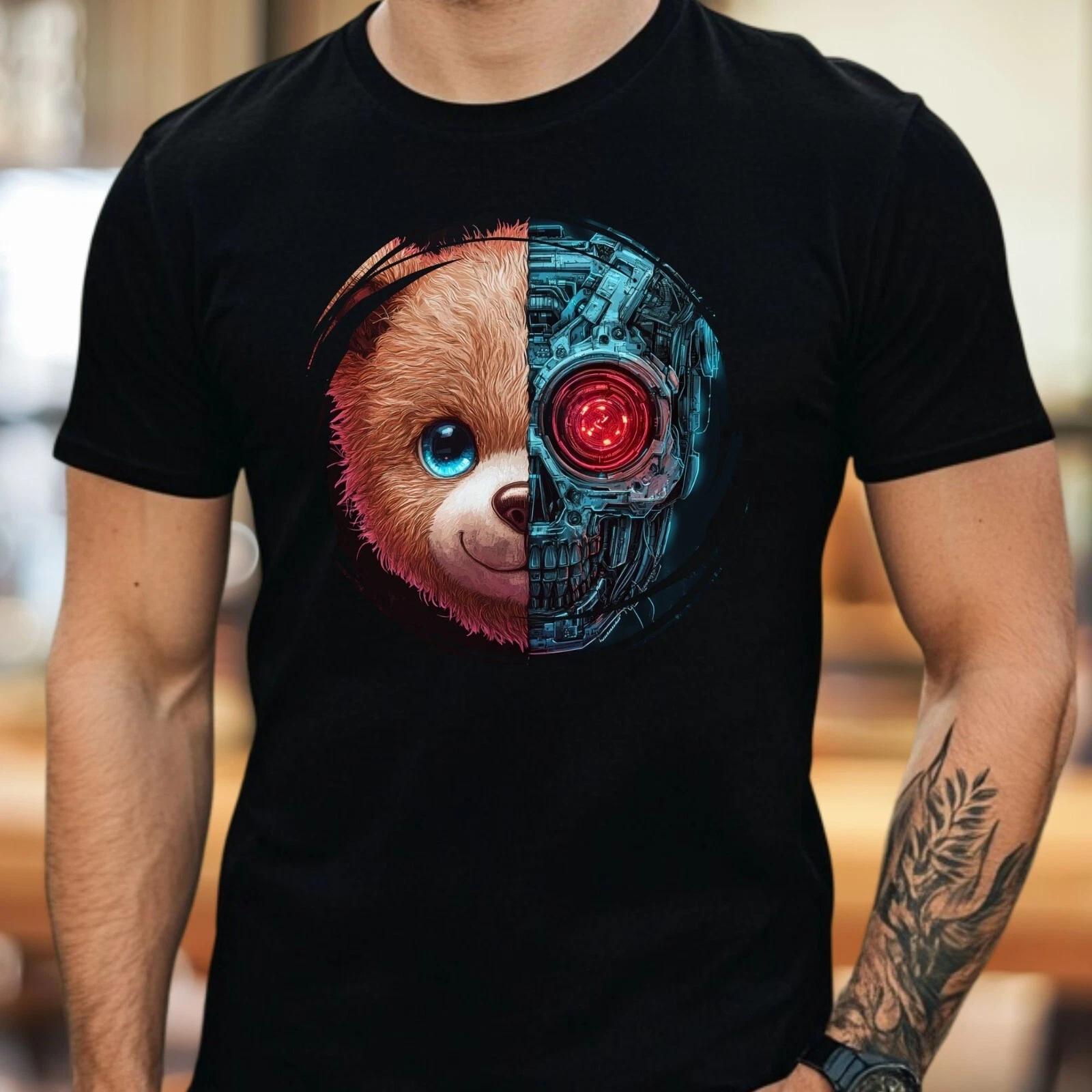 T-Shirt Herren Lustiger Teddybär Motiv Baumwolle Größe S bis 5XL L
