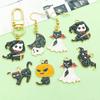 8-Piece Black Oil Drip Alloy Halloween Cartoon Cat Charms for DIY Jewelry