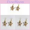 Gold Star Moon Dangle Earrings With Butterfly Pattern For Fashion Women