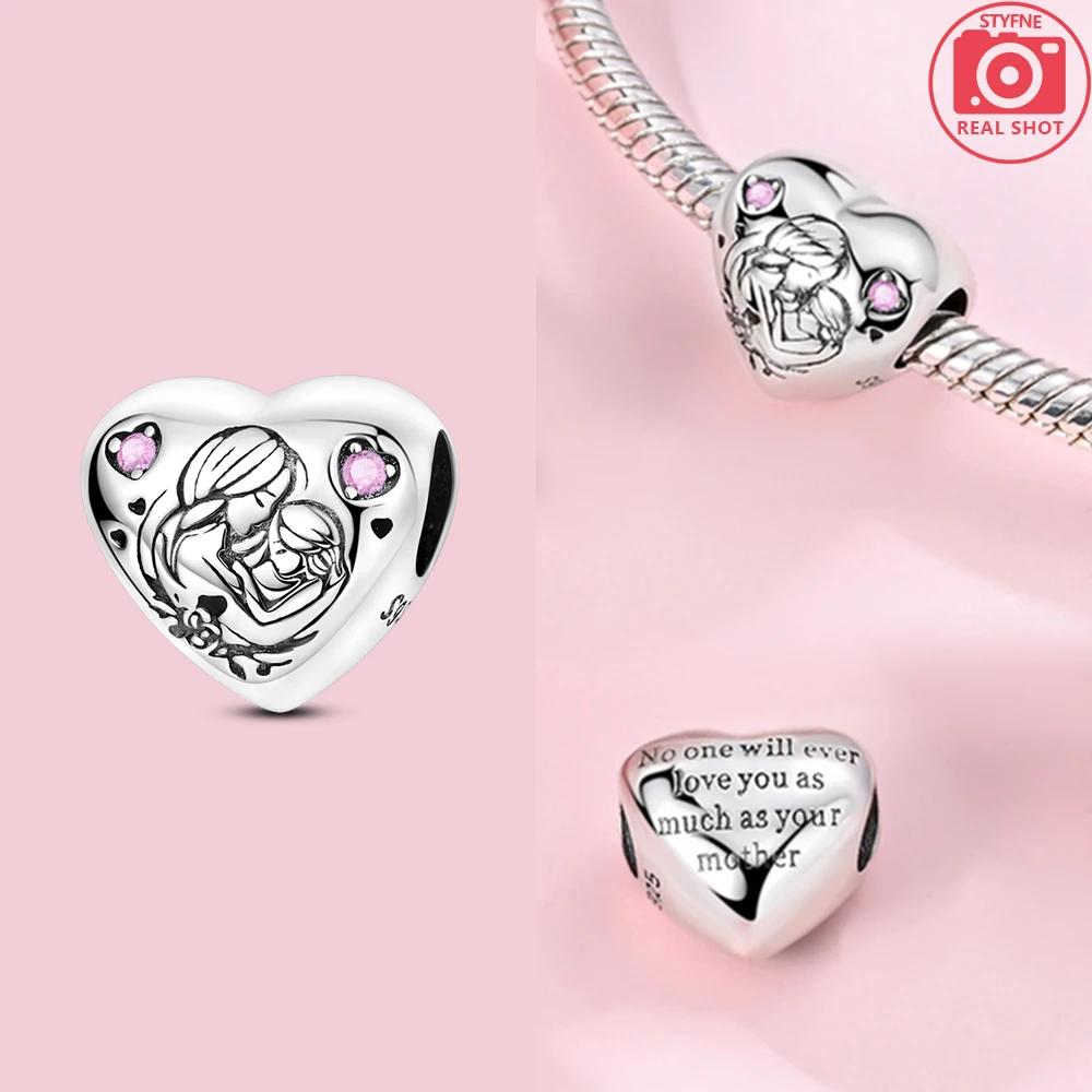 Mother Heart Charm Love Pendant Bead For Woman Fit Original New Copper Bracelet Diy Jewelry Gift For Mom