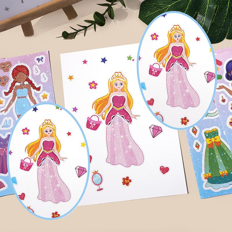 8Pcs Diy Stickers Puzzle Face Changing Stickers Animal Assemble Game Montessori Cognition Educational Toys For Children Kids