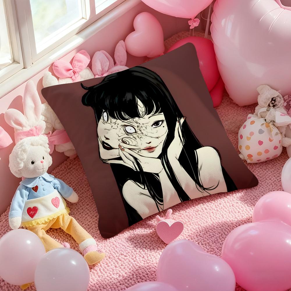 T-Tomie Anime Cushion Cover Pattern Printed Pillowcase for Living Room Sofa Cushion Cover & Bedroom Decor