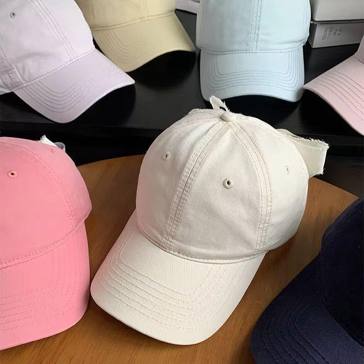 Minimalist Bow Ribbon Soft-Peak Baseball Cap: Fresh Summer Solid Colour, Versatile Sun Protection Cap