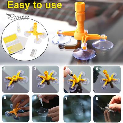 Sada na opravu čelného skla auta, funkcia vákua, rýchla oprava, ľahko použiteľný nástroj na opravu čelného skla automobilu, sada tekutín na opravu skla