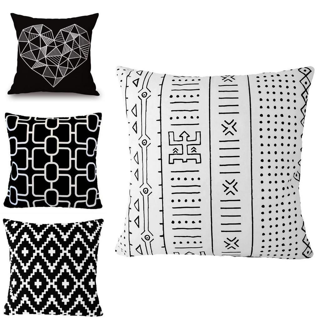 Versatile Black And White Geometric Cushion Cover For Effortless Home Styling