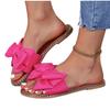 New flat-bottomed rhinestone bow one-word slippers for women to wear solid color light cloth cool slippers 2025