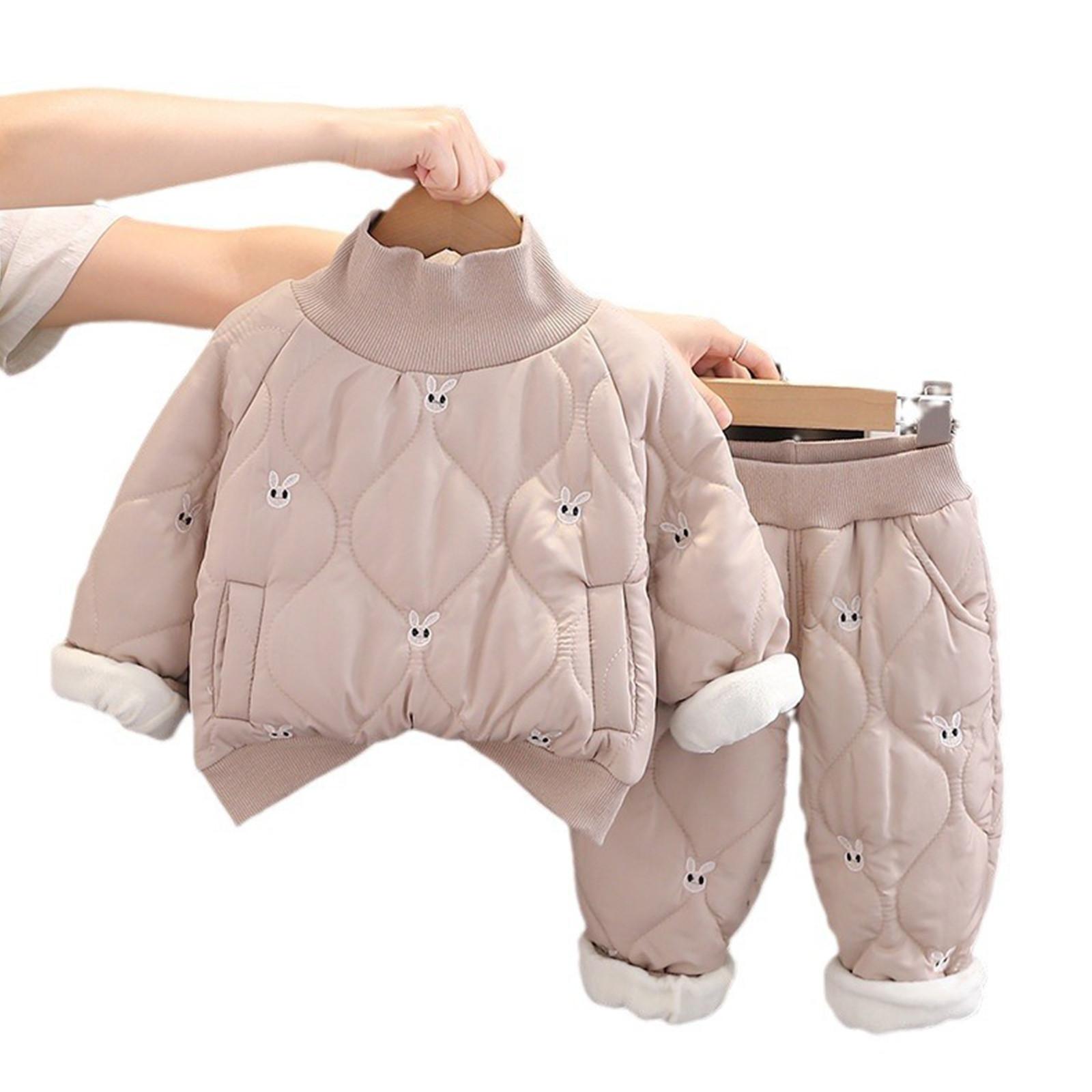 

Детский зимний новый комплект одежды из хлопка для мальчиков и девочек, хлопковая одежда и штаны, повседневный комплект из двух предметов для дома и отдыха 120 хаки