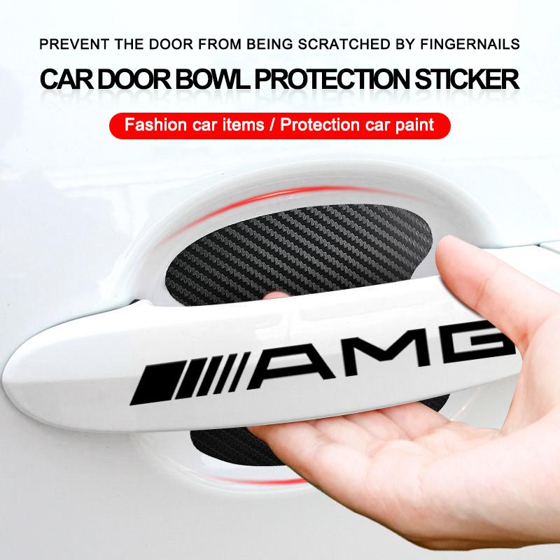 Car Door Sticker Carbon Fiber Scratches Auto Handle Protection Film For Mercedes Benz AMG GLE GLS GLC CLA GLB ML C500 C200 C300 W204 W206 W212 W203
