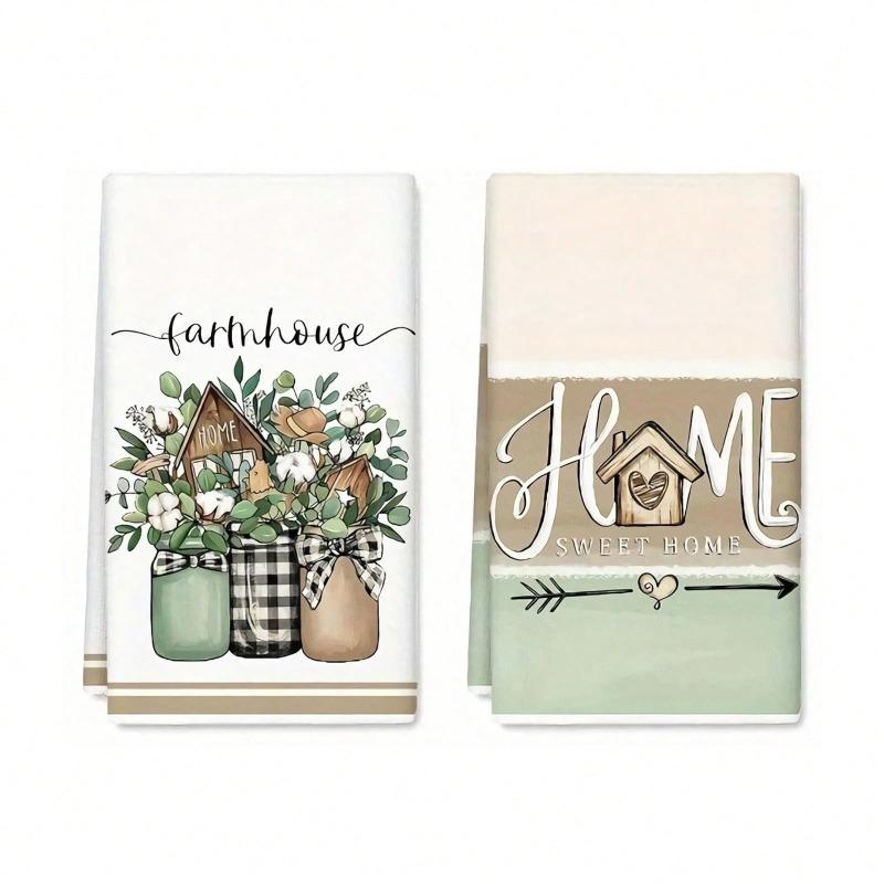 2PCS Kitchen Towels, Towel Sets, Super Absorbent Soft Cleaning Cloths, Kitchen Decoration,kitchen Essentials, Household Essentials, Cleaning Cloths