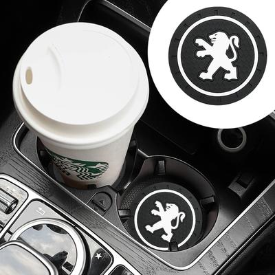 2Pcs Car Coasters Water Cup Mats Waterproof Slot Pad For Peugeot 208 3008 308 2008 207 508 406 407 307 V 206 301 408 5008 4008 107