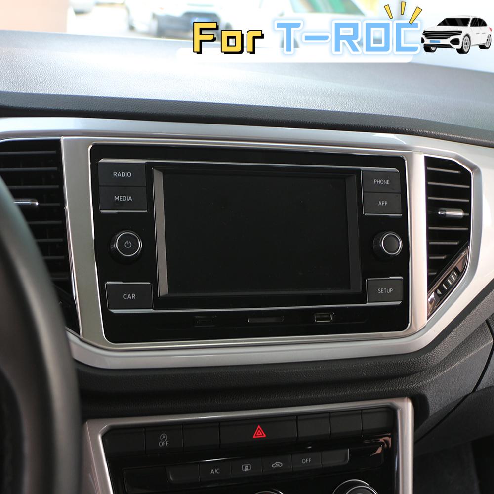 Car Navigation Screen Frame Sticker for Volkswagen VW Troc T-ROC 2018 - 2026 GPS Panel Sticker Cover Trim Interior Accessories